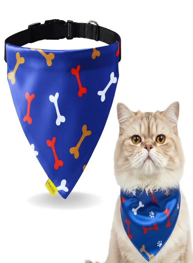 A+a Pets وشاح قطني 2 في 1 من A+a للحيوانات الأليفة للكلاب والقطط | مريلة على شكل طوق باندانا لجميع الأعمار | مريح وقابل للتعديل مع حلقة على شكل حرف D لبطاقة الاسم | أوشحة ساتان ناعمة فاخرة (صغير، أزرق عظمي) - Image 1